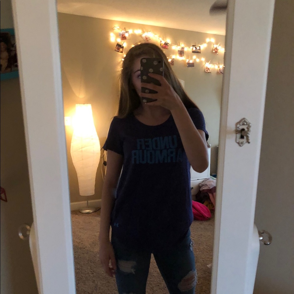 Blue and purple under armour tee